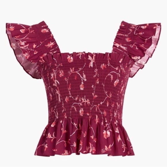 Hill House Tops Nwt Hill House Home The Paz Smocked Ruffle Sleeve